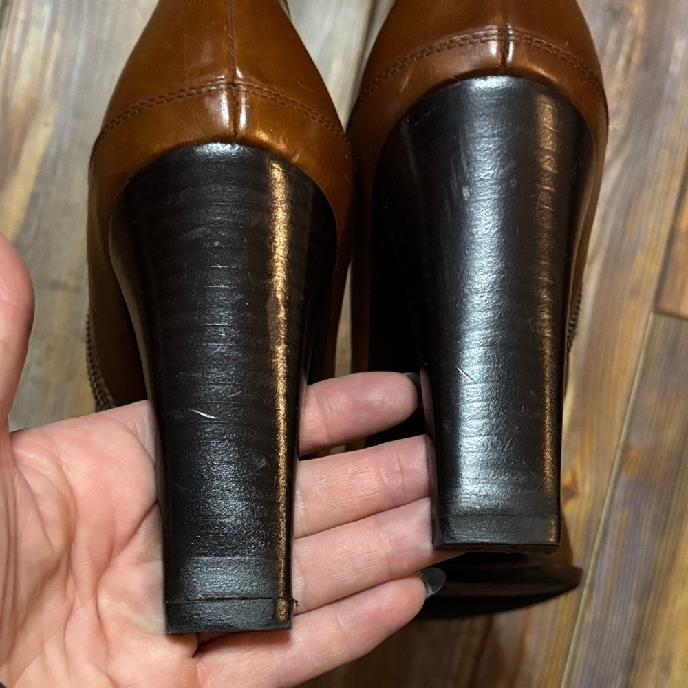 Via Spiga Brown Leather Heeled Boots with woven details size 9 - Picture 4 of 11